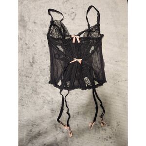 Victoria's Secret Size 34B Lace Black Bustier Nightie